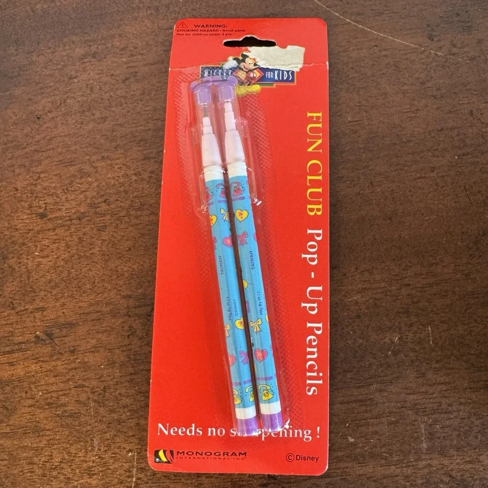NOS Vintage Mickey For Kids Fun Club Pop Up Pencil With Eraser. Taiwan
